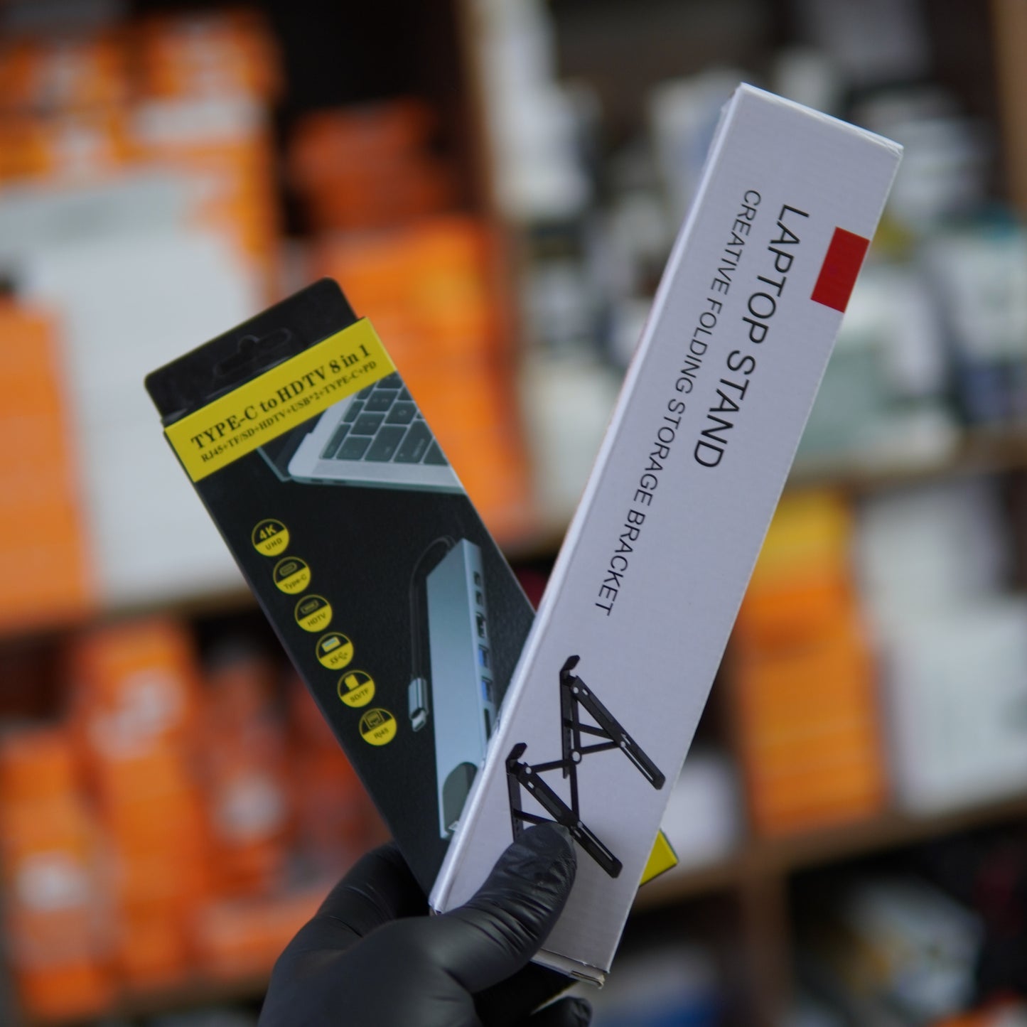 Premium Tech Bundle | Almunium Laptop Stand + USB Type C 8-IN-1 HUB + FREE Pouch