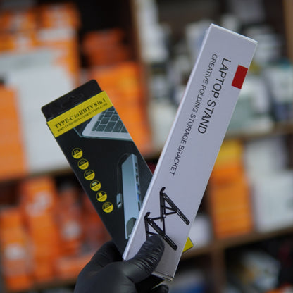 Premium Tech Bundle | Almunium Laptop Stand + USB Type C 8-IN-1 HUB + FREE Pouch