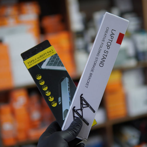 Premium Tech Bundle | Almunium Laptop Stand + USB Type C 8-IN-1 HUB + FREE Pouch