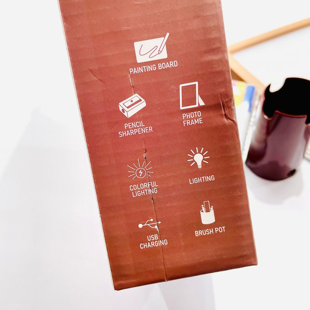 4-in-1 DIY Painting Lamp with Mirror, LED Lights & USB Rechargeable Organizer