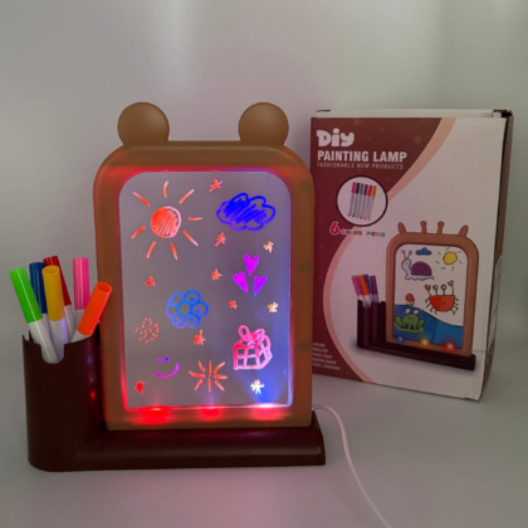 4-in-1 DIY Painting Lamp with Mirror, LED Lights & USB Rechargeable Organizer