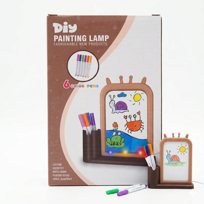 4-in-1 DIY Painting Lamp with Mirror, LED Lights & USB Rechargeable Organizer