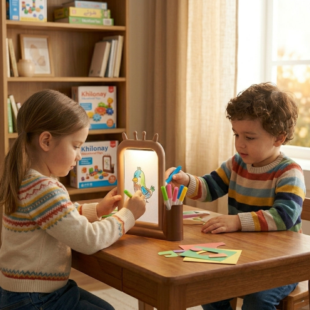 4-in-1 DIY Painting Lamp with Mirror, LED Lights & USB Rechargeable Organizer