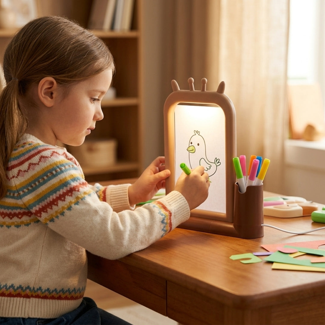 4-in-1 DIY Painting Lamp with Mirror, LED Lights & USB Rechargeable Organizer