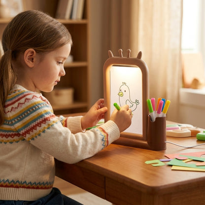 4-in-1 DIY Painting Lamp with Mirror, LED Lights & USB Rechargeable Organizer