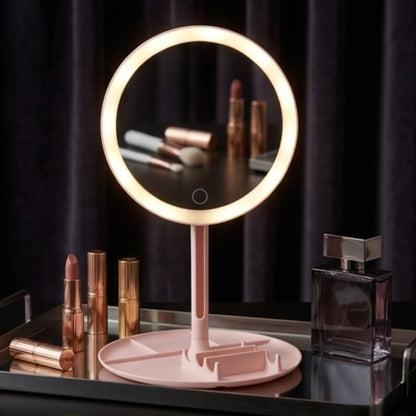 2-in-1 LED Makeup Mirror – Organizer with Touch Lights